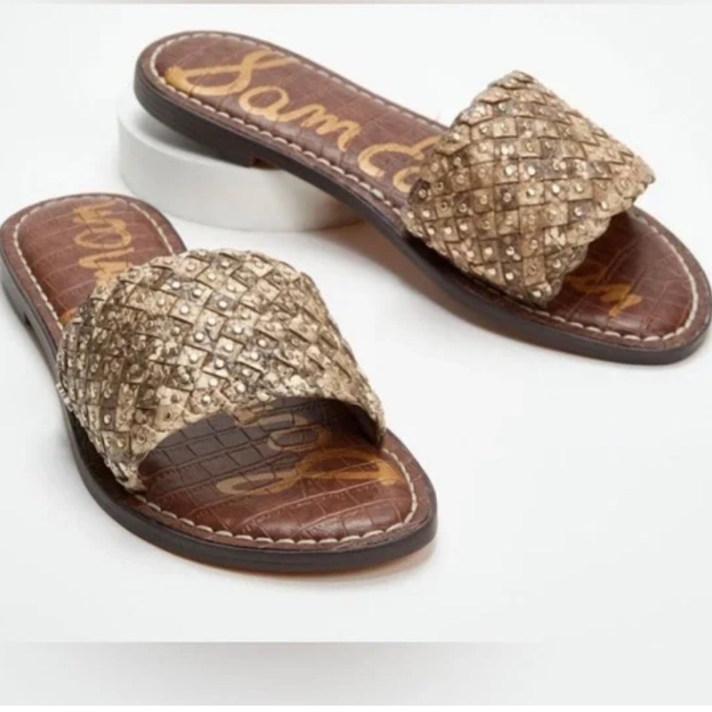 NWT Sam Edelman Geraldine Woven Slide Sandals – Size 6 – Wheat